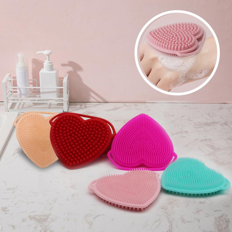 Skincare Exfoliating - 1Pc Heart Shaped Silicone Facial Brush